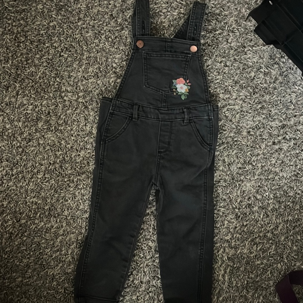 Kids Black Denim Overalls